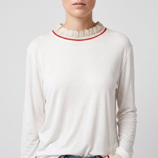 Ruffled Trim Long Sleeve Top