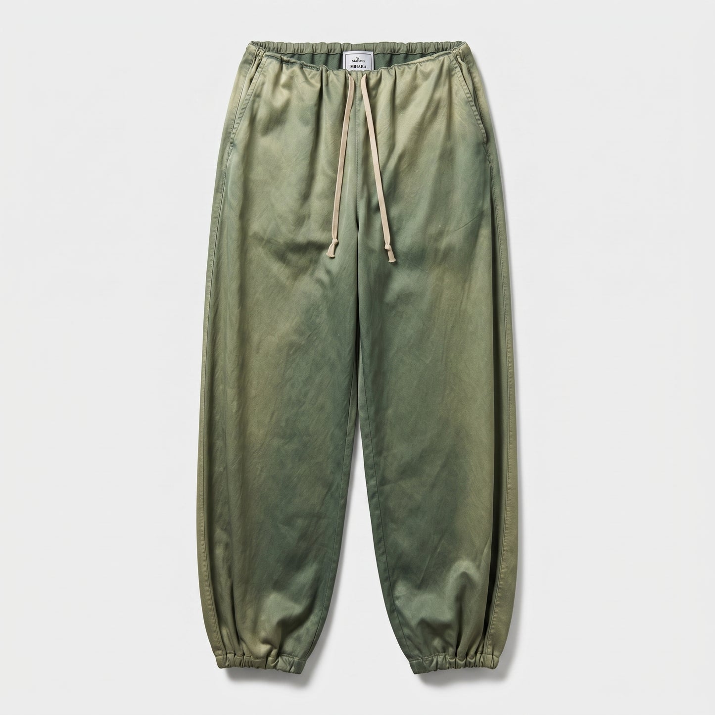 Distressed Olive Drawstring Trousers