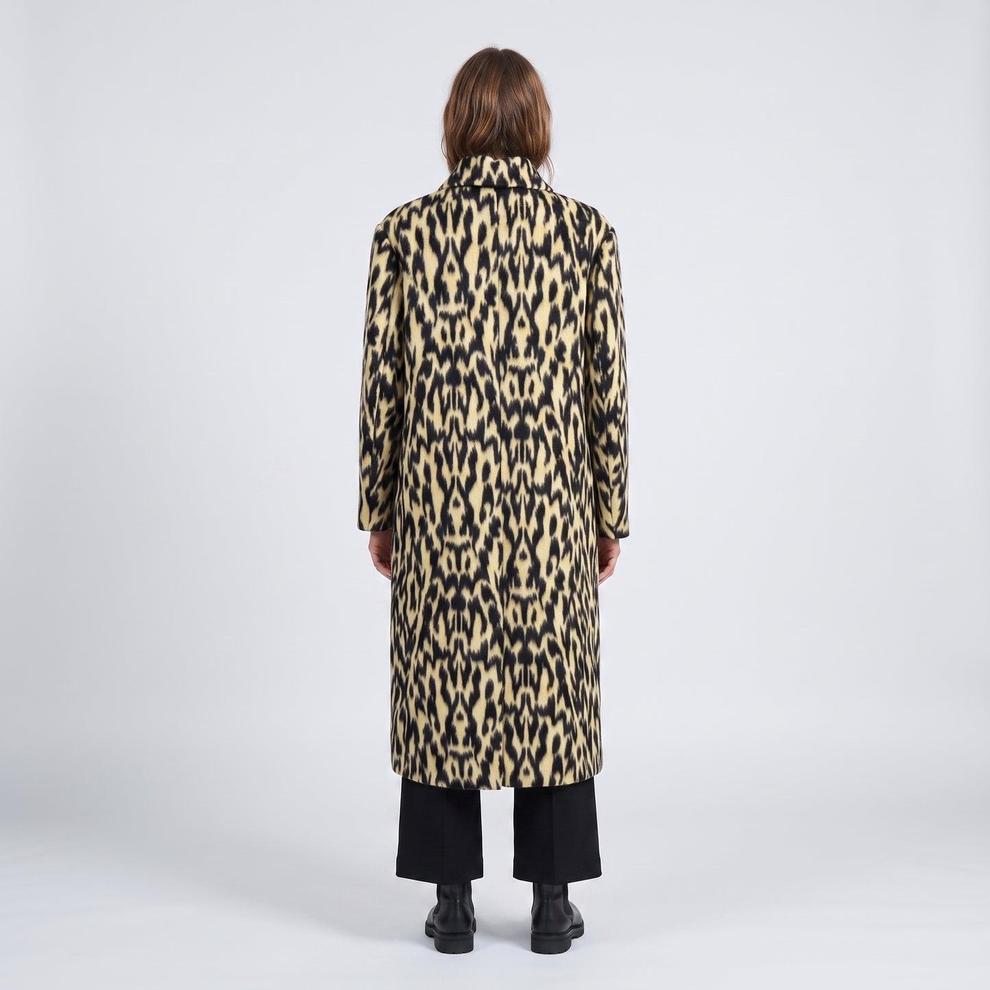 Animal Print Wool Blend Coat