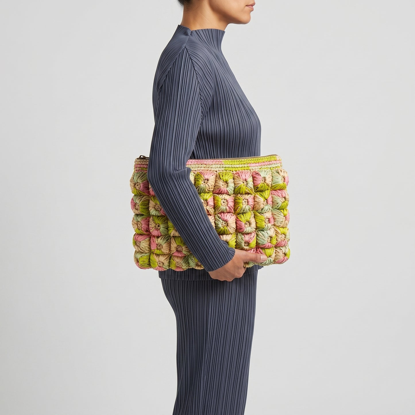 Woven Raffia Textured Clutch
