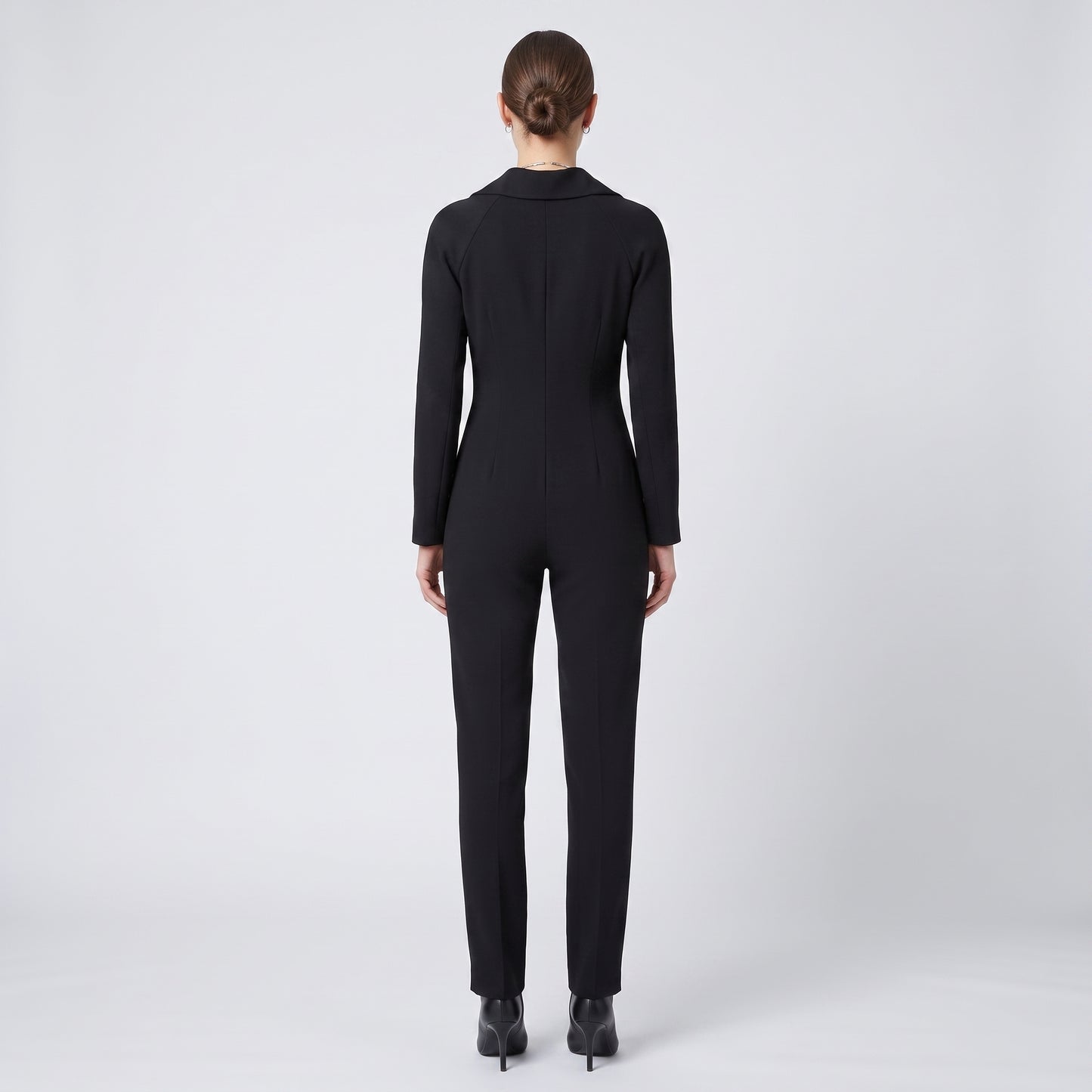 Tailored Black Collared Jumpsuit