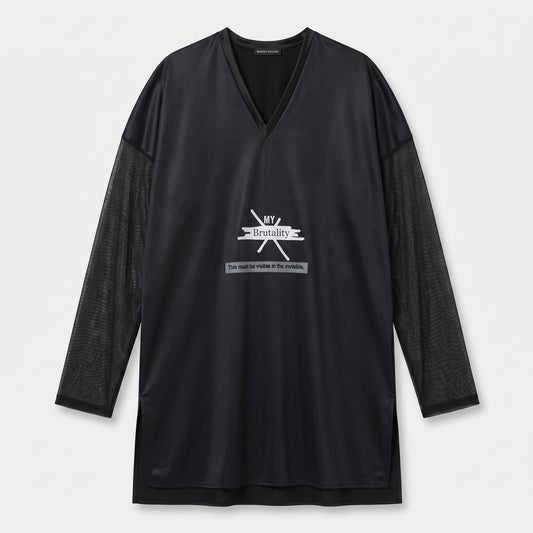 Graphic Mesh V-Neck Tunic