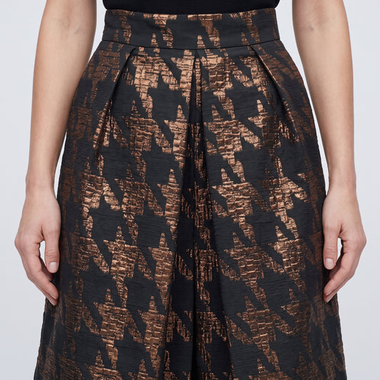 Metallic Houndstooth A-Line Skirt