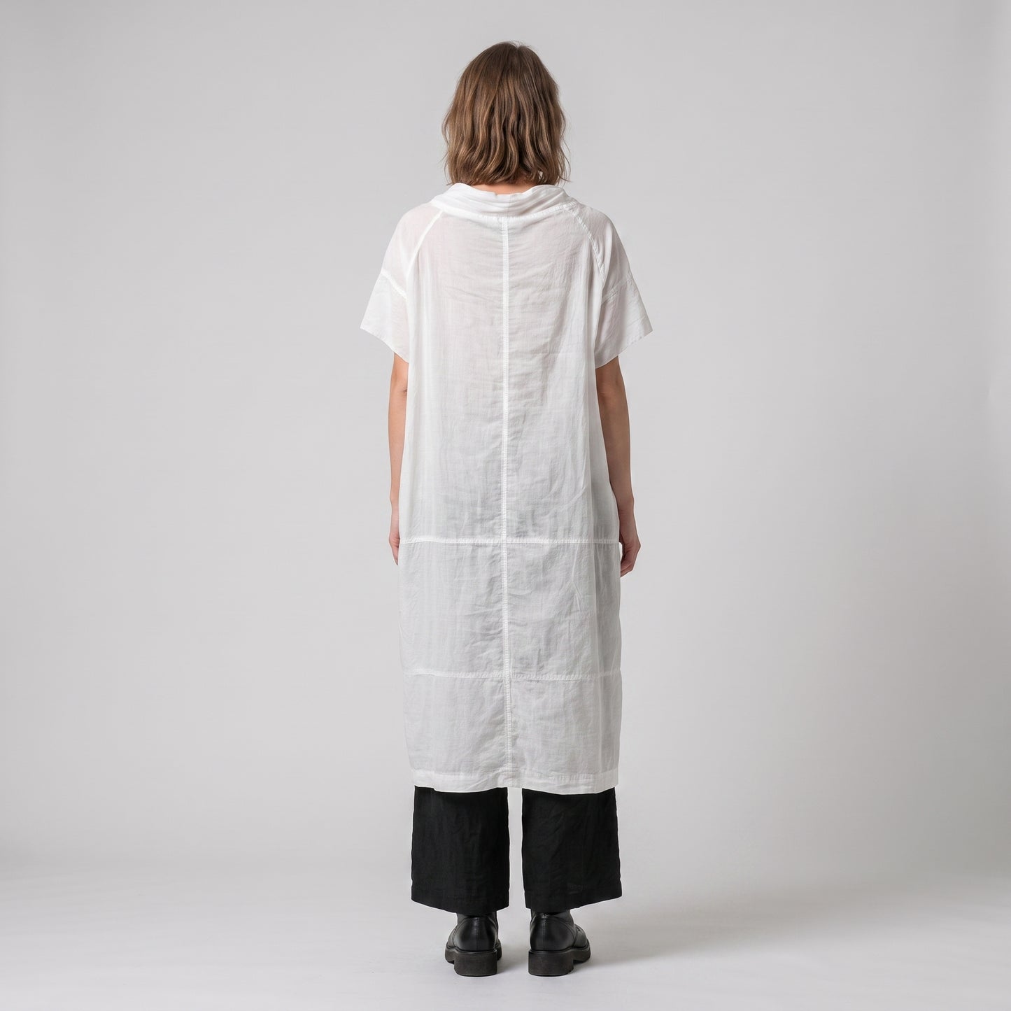 Draped Cowl Neck Cotton Dress