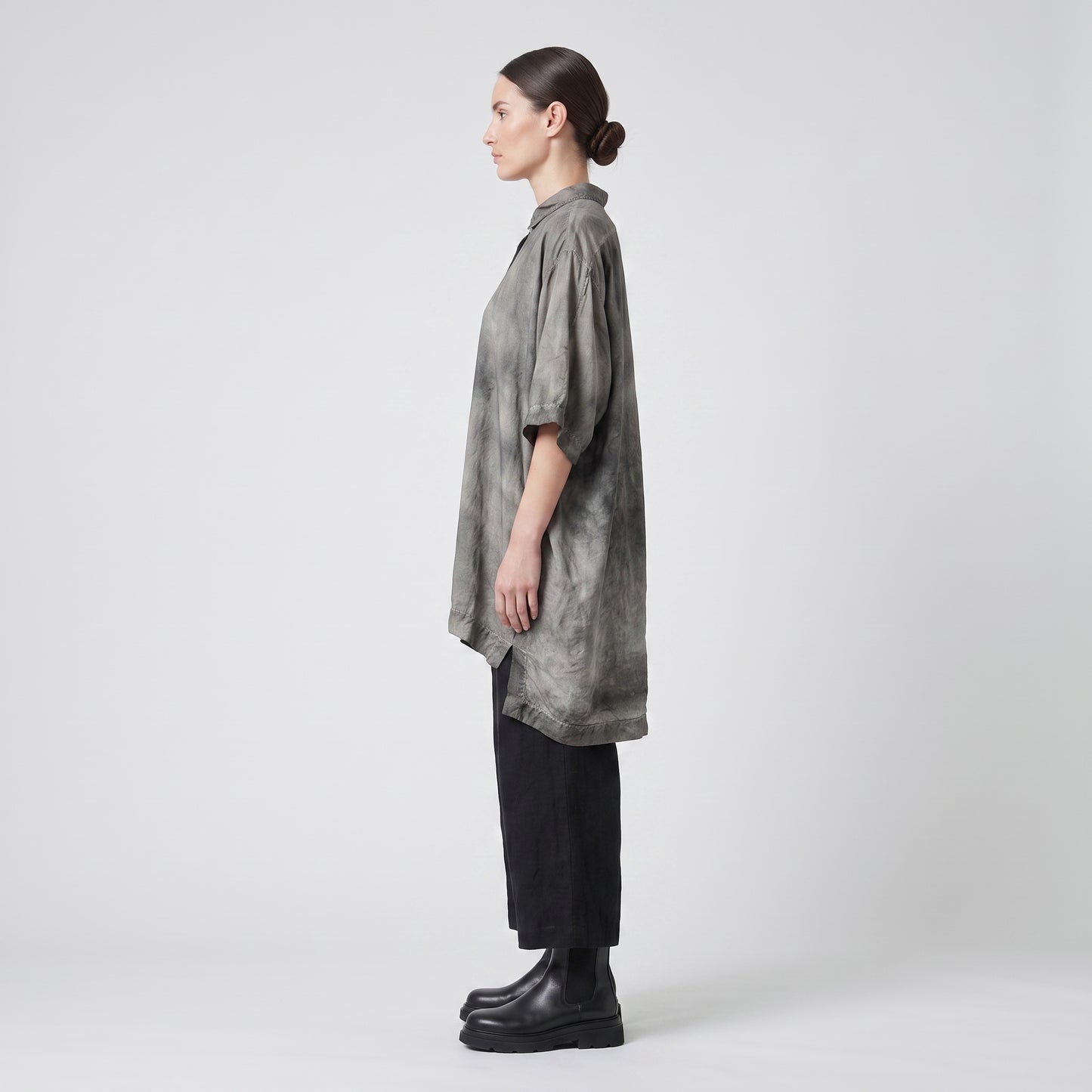 Distressed Washed Short-Sleeve Shirt