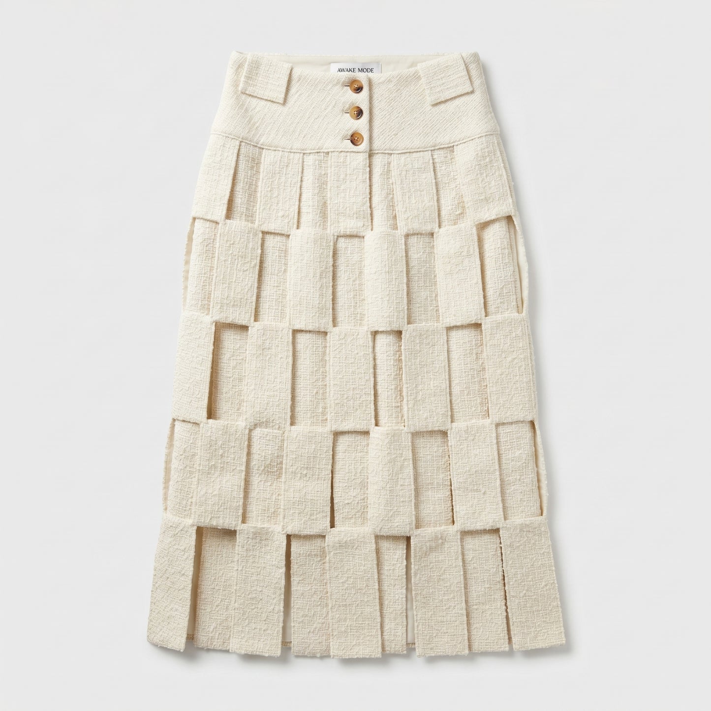 Textured Basketweave Midi Skirt