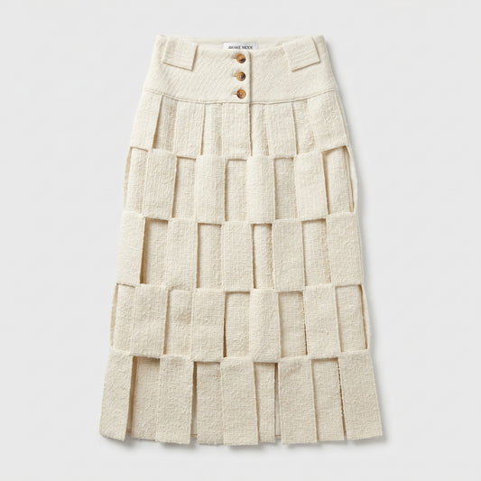 Textured Basketweave Midi Skirt