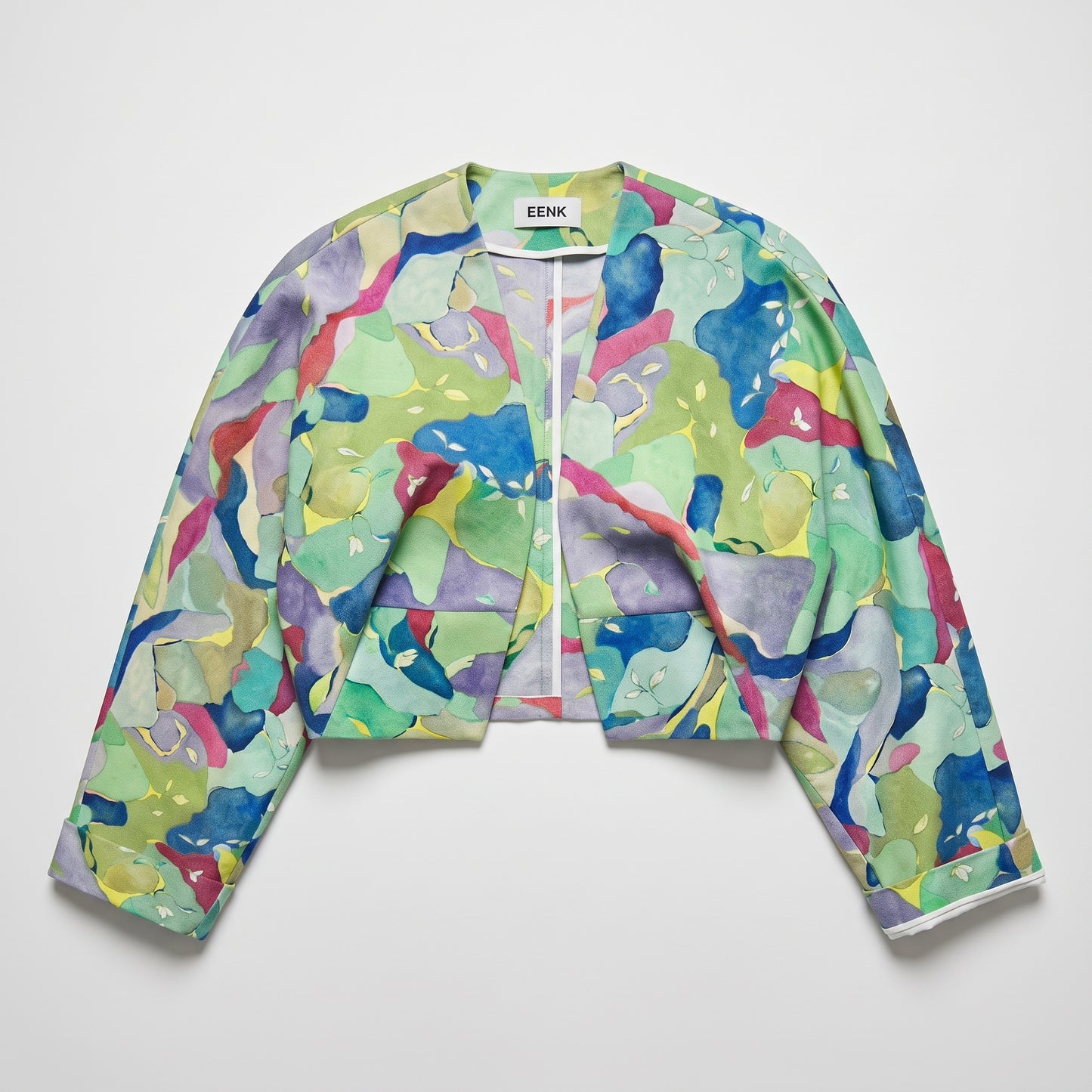 Abstract Print Cropped Jacket
