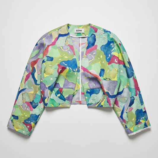 Abstract Print Cropped Jacket