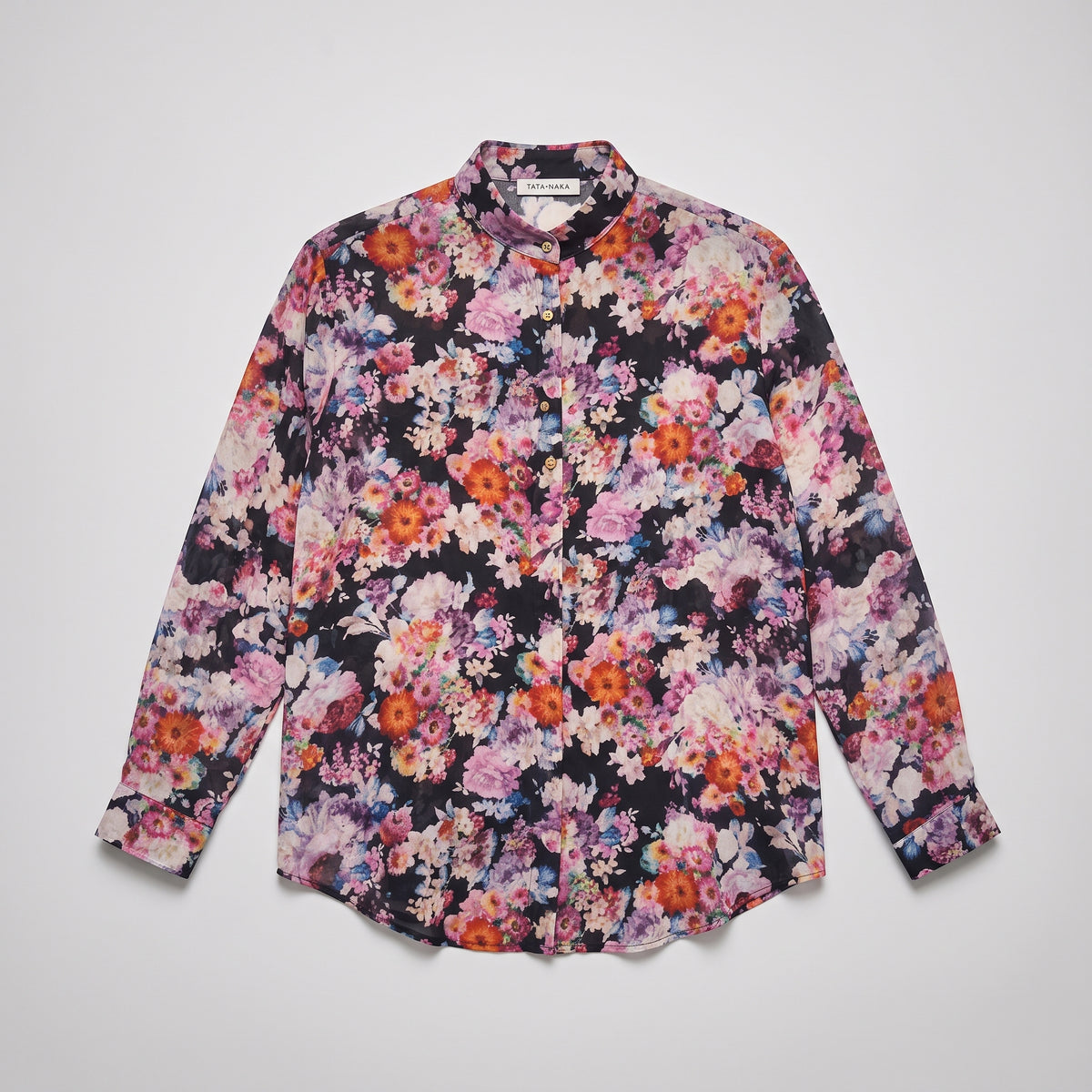 Floral Print Mandarin Collar Shirt