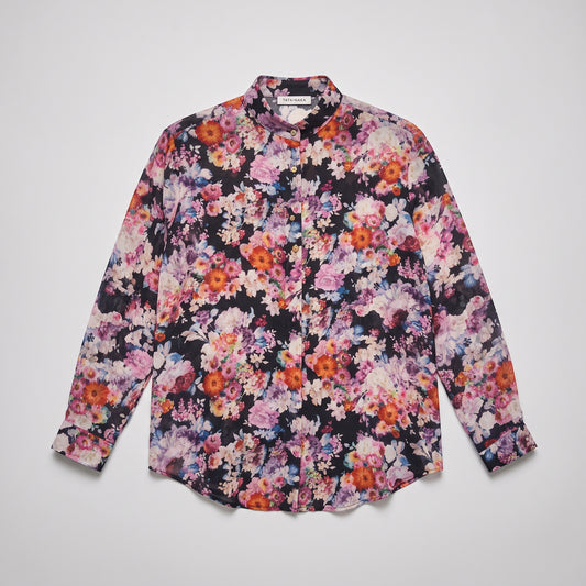 Floral Print Mandarin Collar Shirt