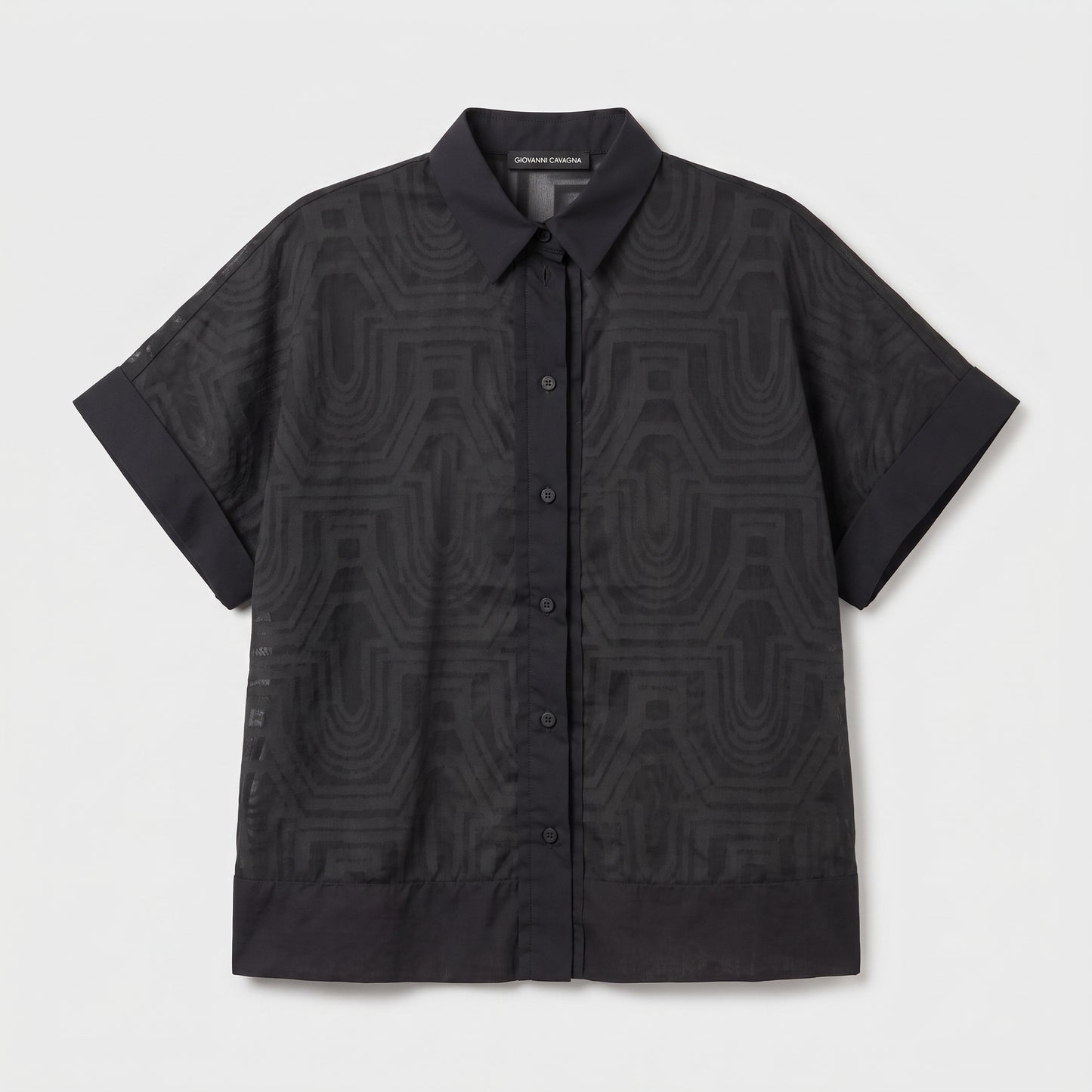 Sheer Geometric Short Sleeve Shirt