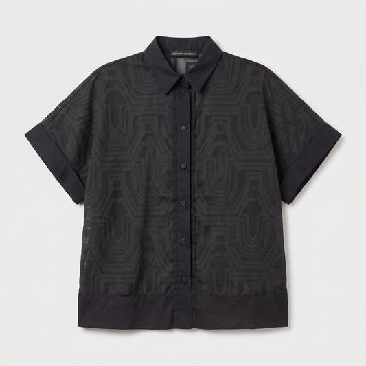 Sheer Geometric Short Sleeve Shirt