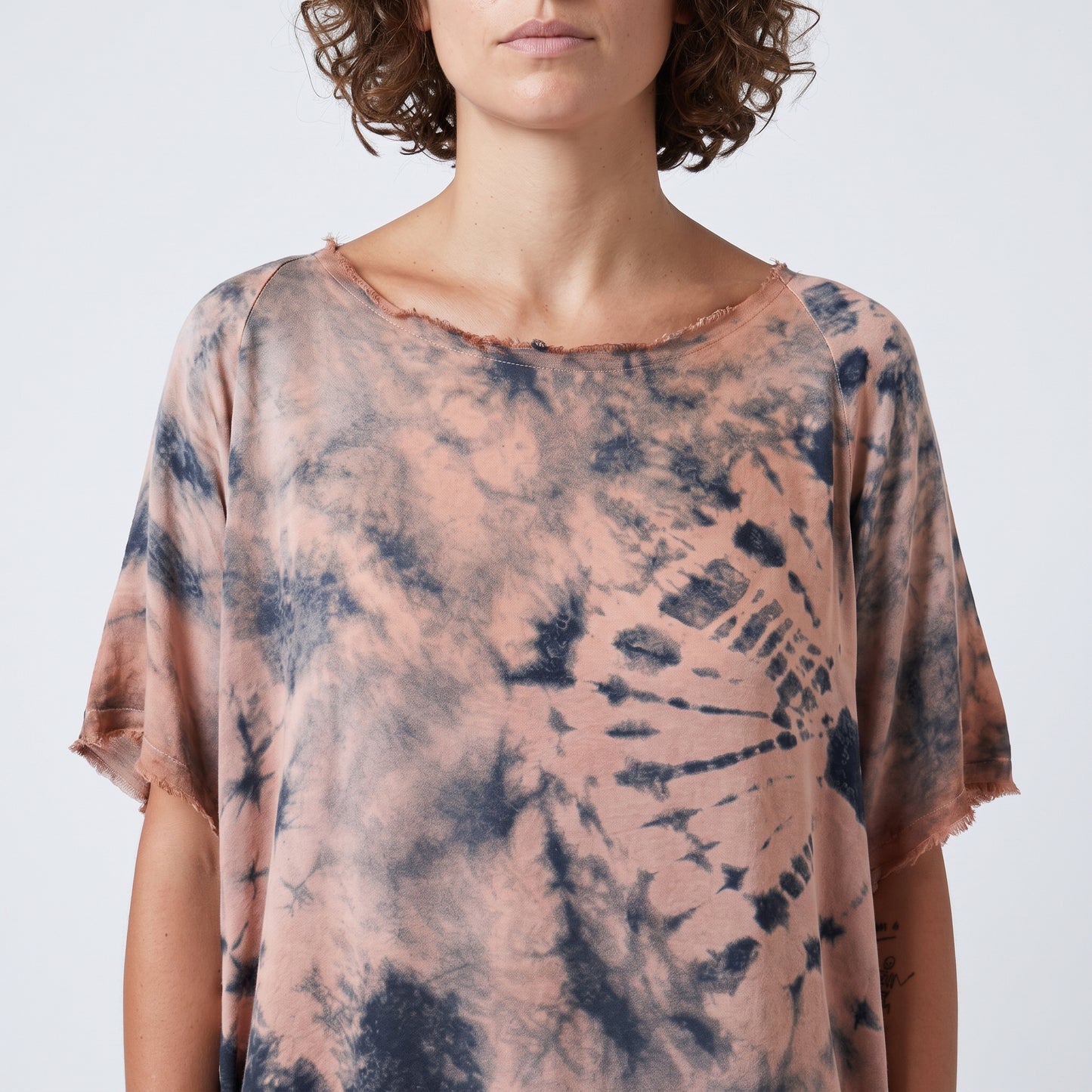 Distressed Tie-Dye Cotton Tee