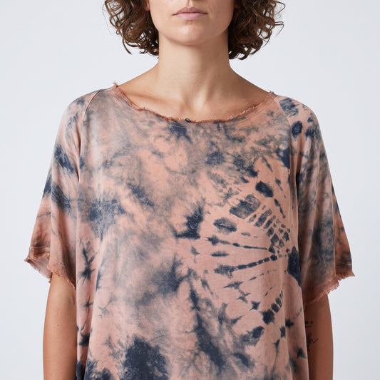 Distressed Tie-Dye Cotton Tee