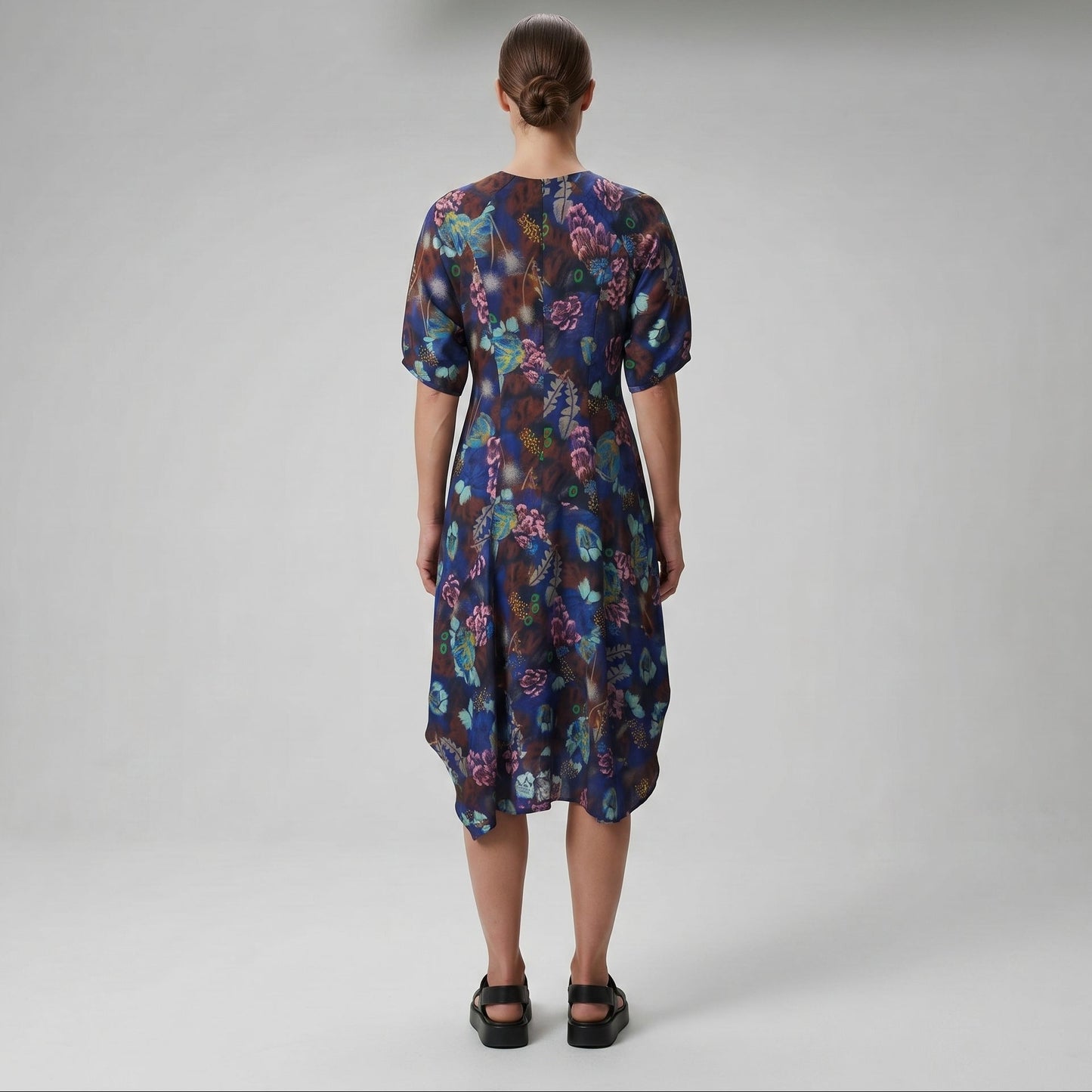 Floral Print Sculpted Midi Dress