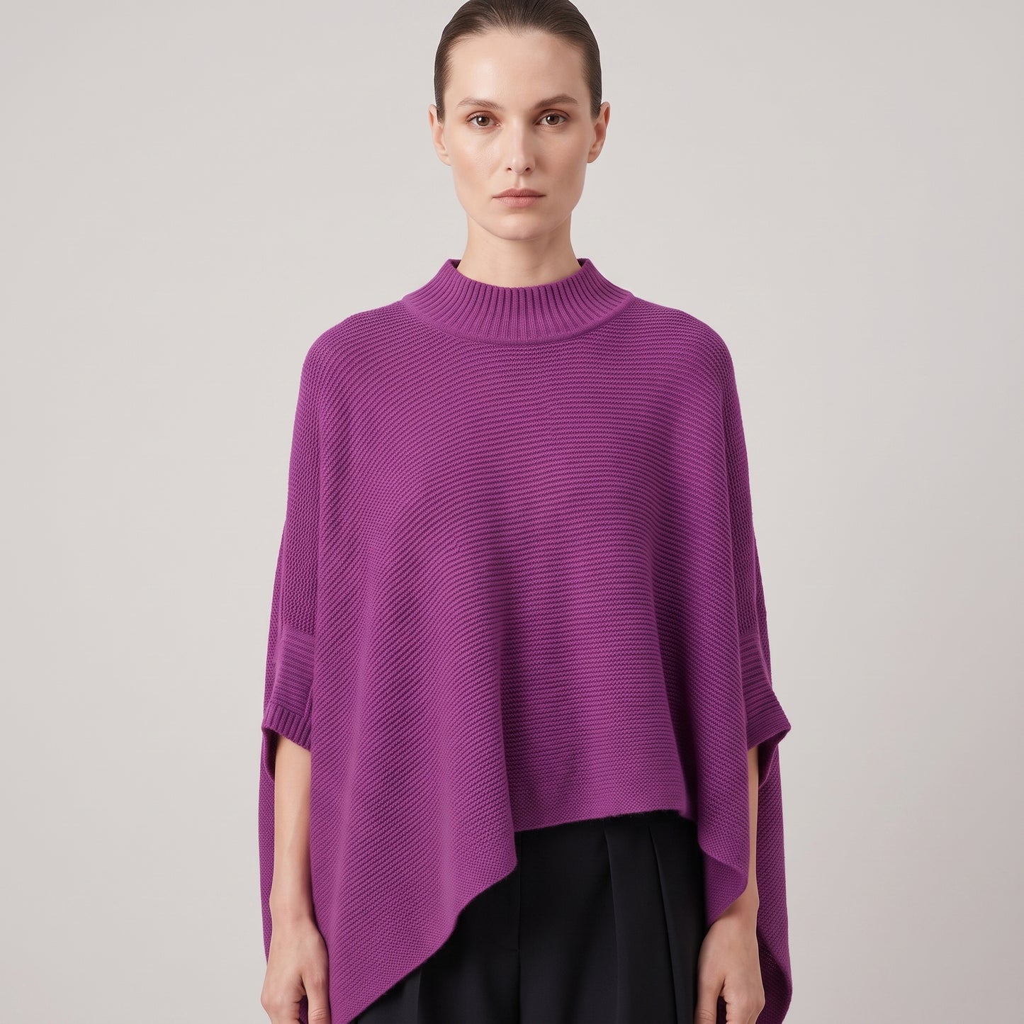 Vibrant Asymmetric Mock-Neck Sweater