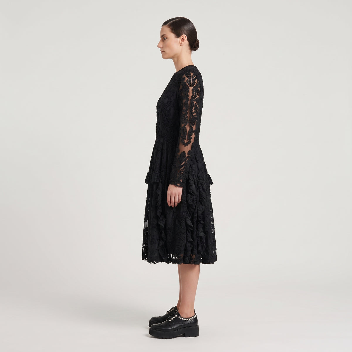 Embellished Sheer Long Sleeve Dress