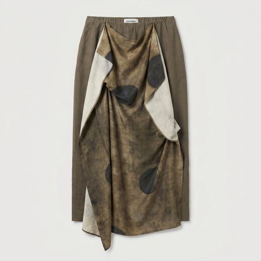 Draped Abstract Pattern Maxi Skirt