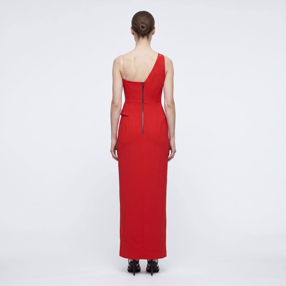 One-Shoulder Sculpted Red Gown