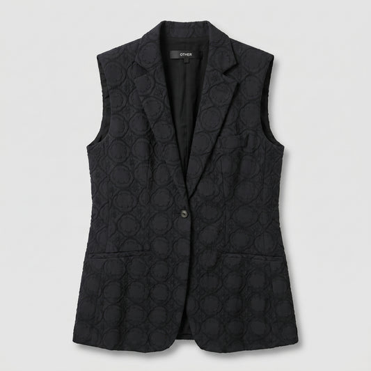 Structured Textured Black Vest