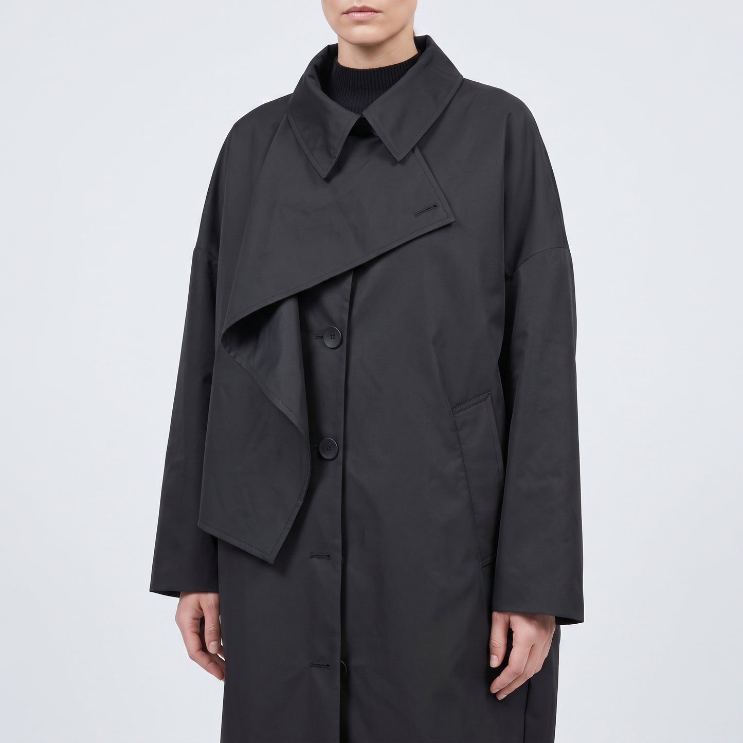 Structured Oversized Asymmetric Trench Coat