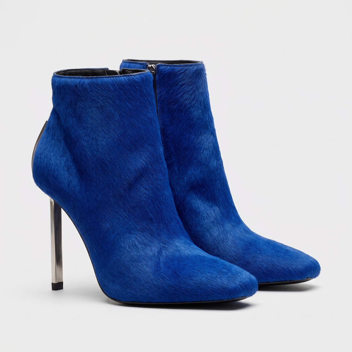 Blue Calf Hair Ankle Boots