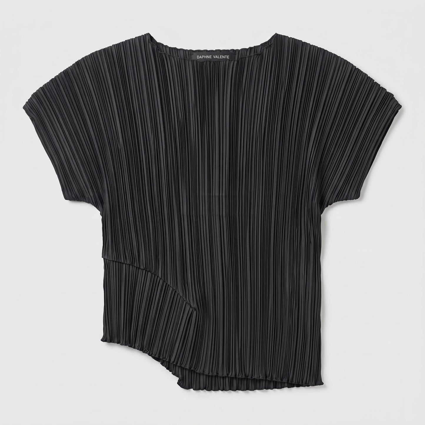 Pleated Asymmetric Black Top