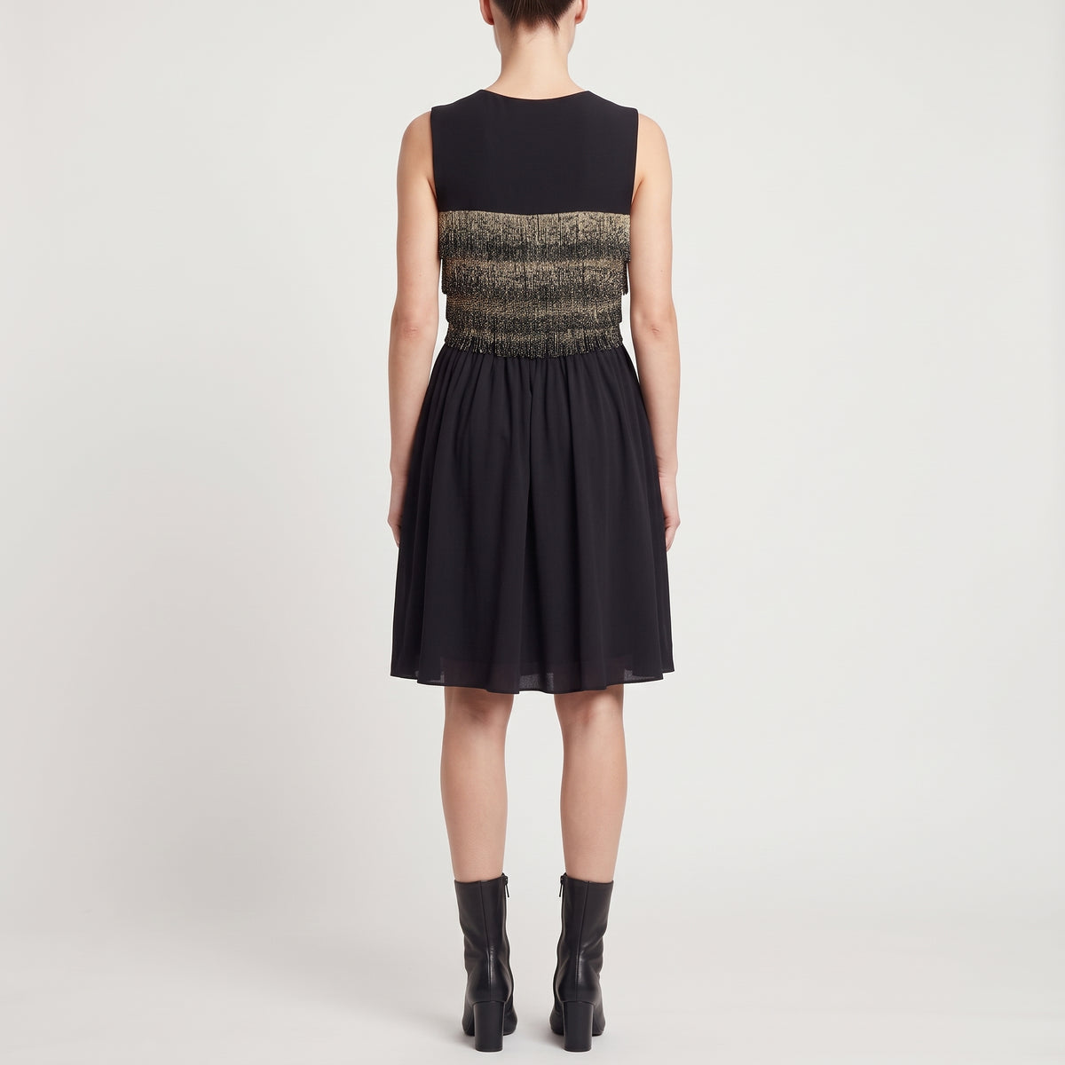 Fringed Embellished Sleeveless Mini Dress