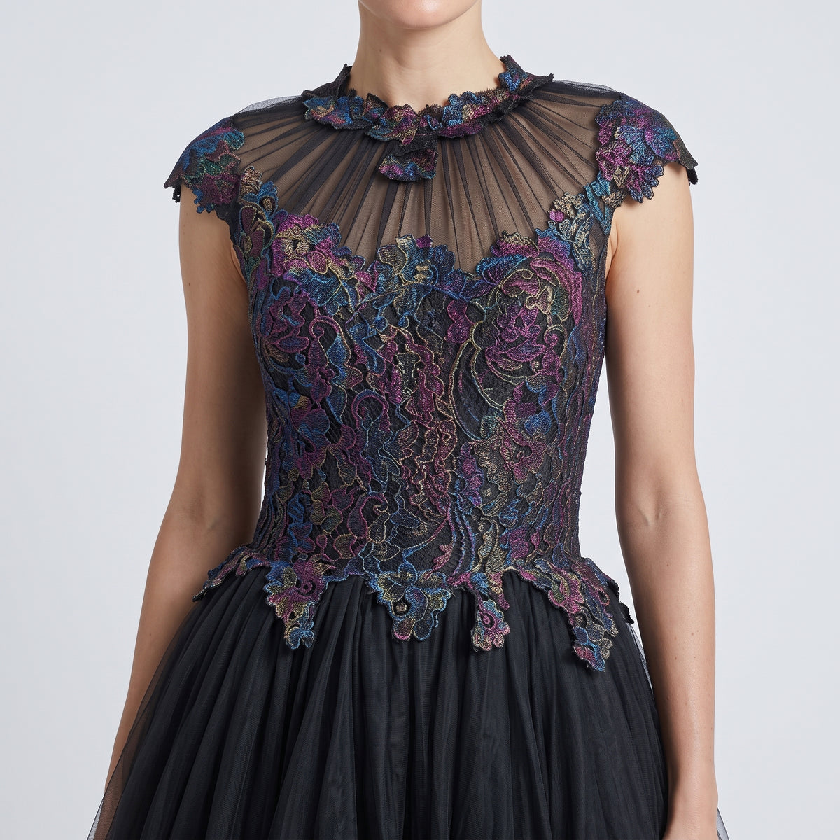 Embroidered Tulle Ball Gown
