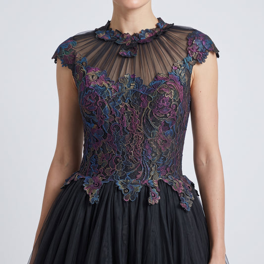 Embroidered Tulle Ball Gown