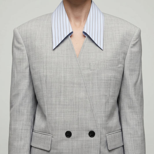 Layered Wool Blend Blazer