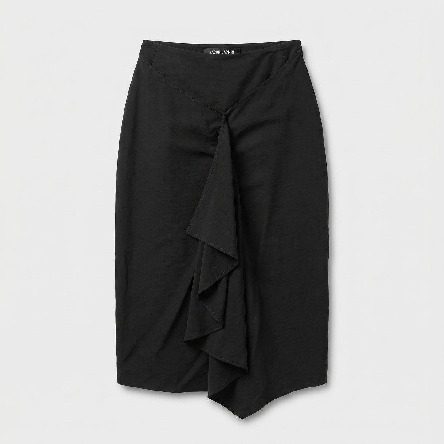 Black Draped Midi Skirt