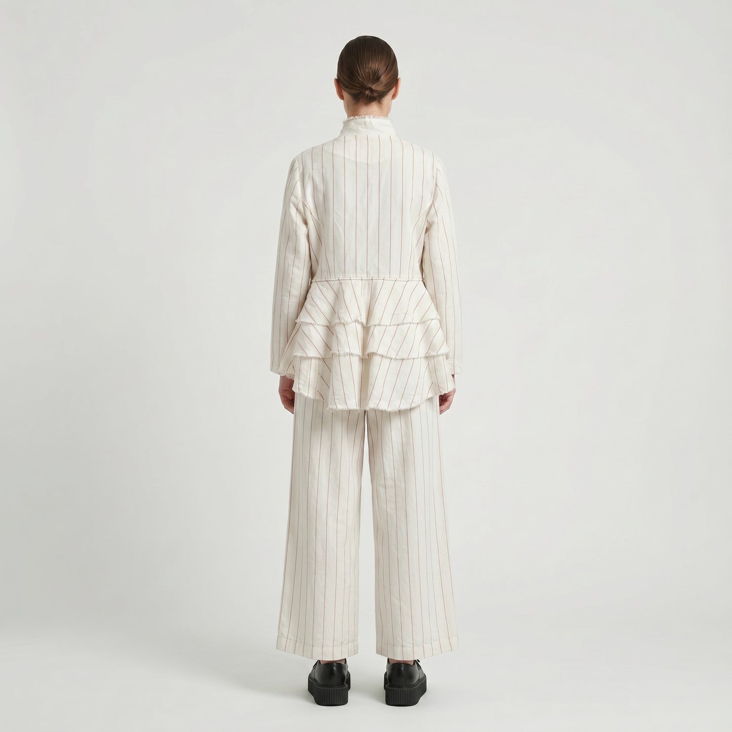 Striped High-Waist Linen Trousers