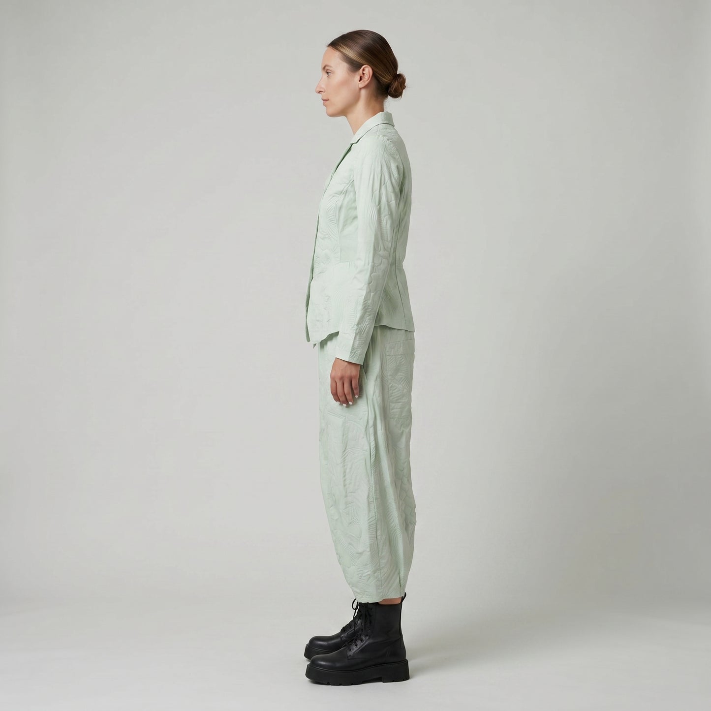 Sage Green Textured Balloon Trousers