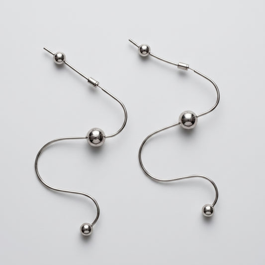 Sculptural Silver Wave Earrings