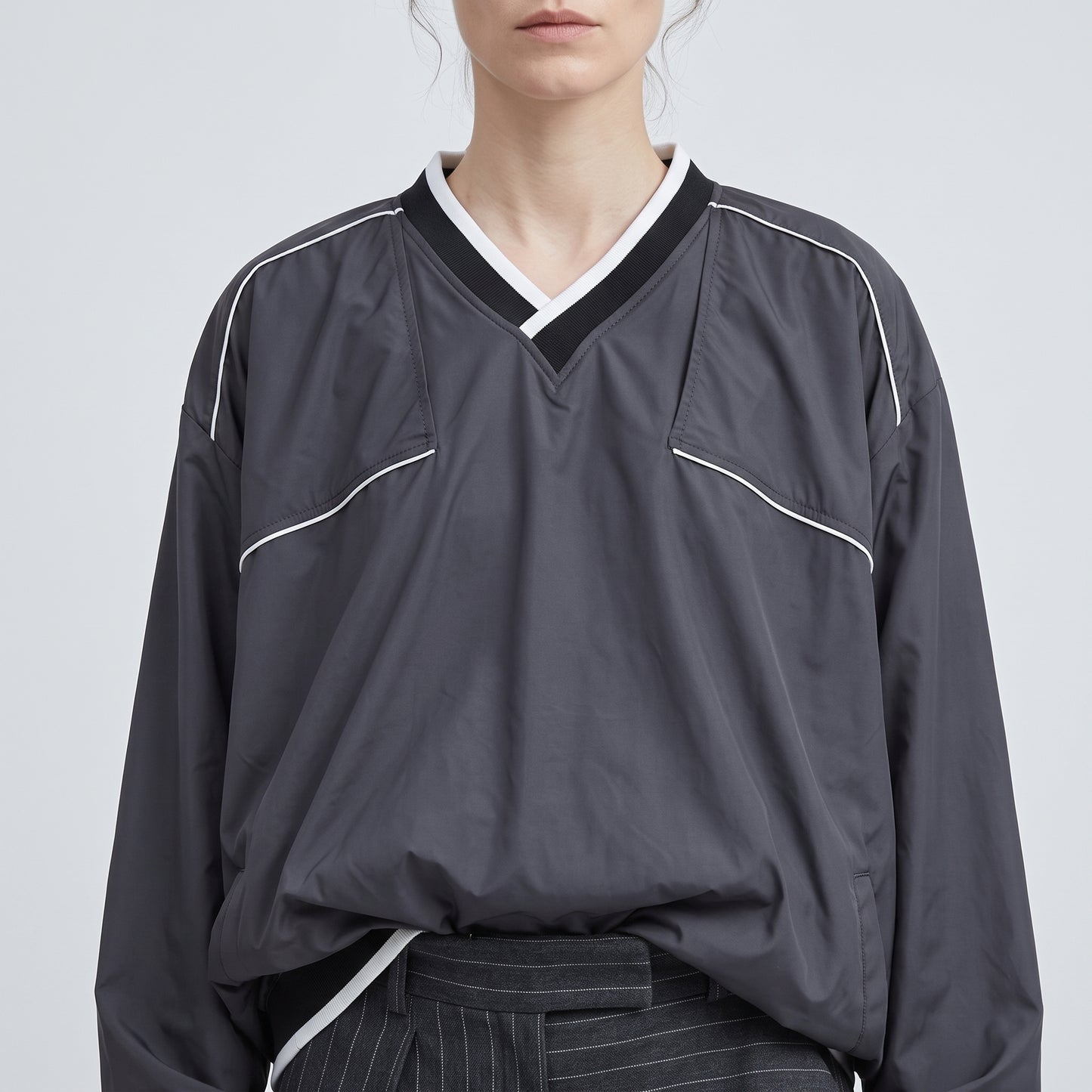Technical Piping V-Neck Pullover