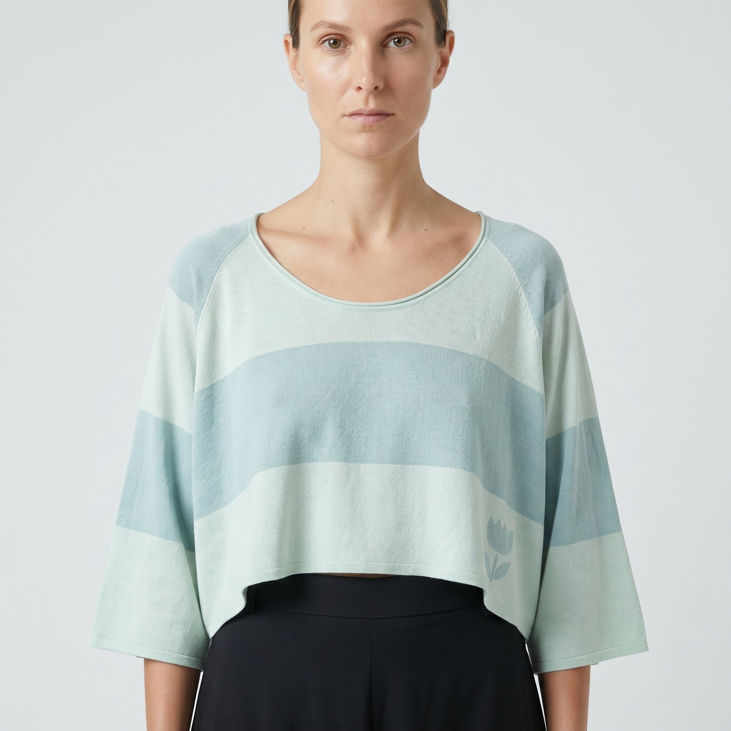 Striped Cropped Knit Sweater