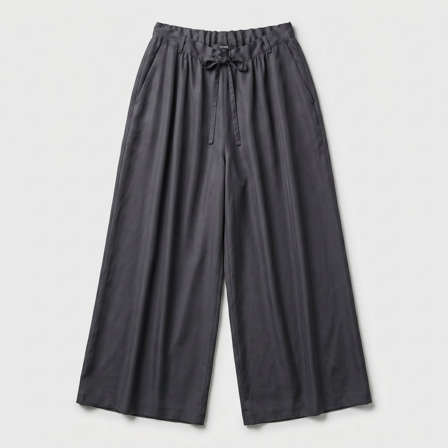Charcoal Wide-Leg Drawstring Trousers