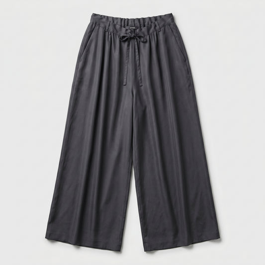 Charcoal Wide-Leg Drawstring Trousers