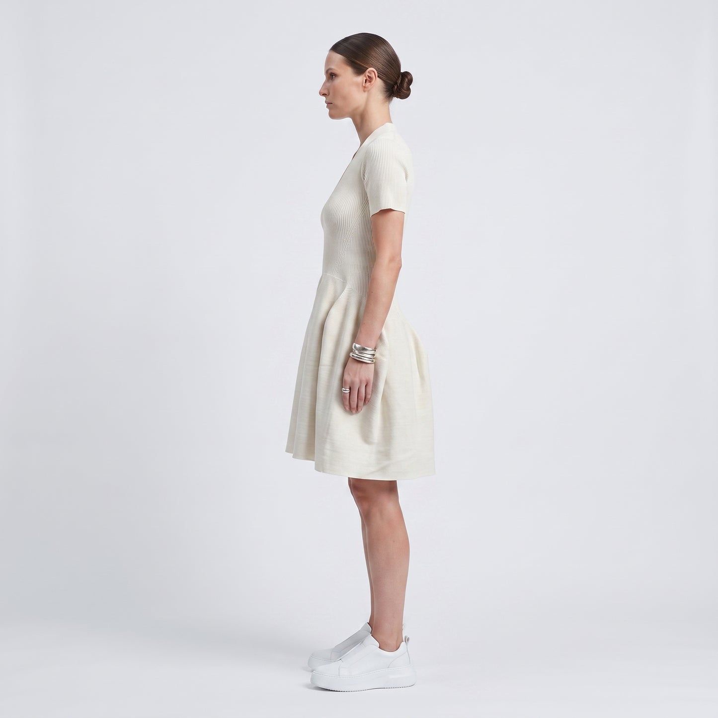 Sculpted Ribbed Knit Mini Dress