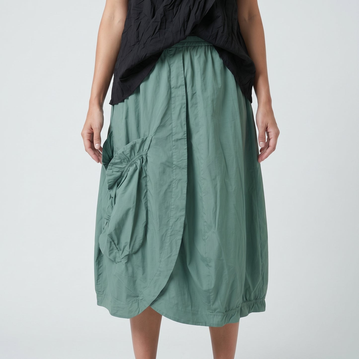 Avant-Garde Draped Balloon Skirt