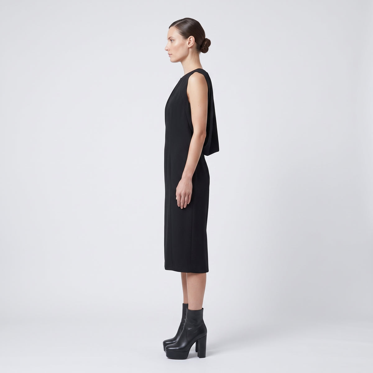 Tailored Sleek Black Sheath Dress