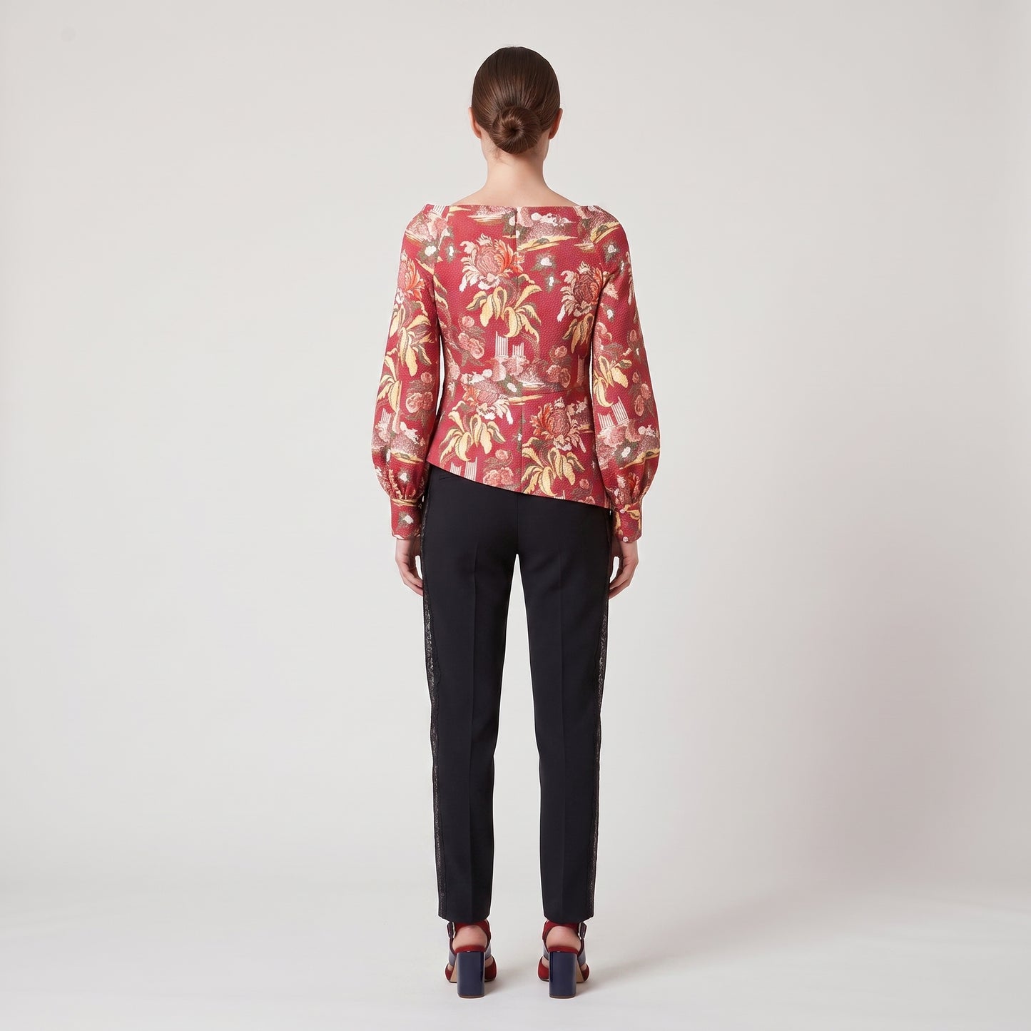 Floral Print Ruched Blouse