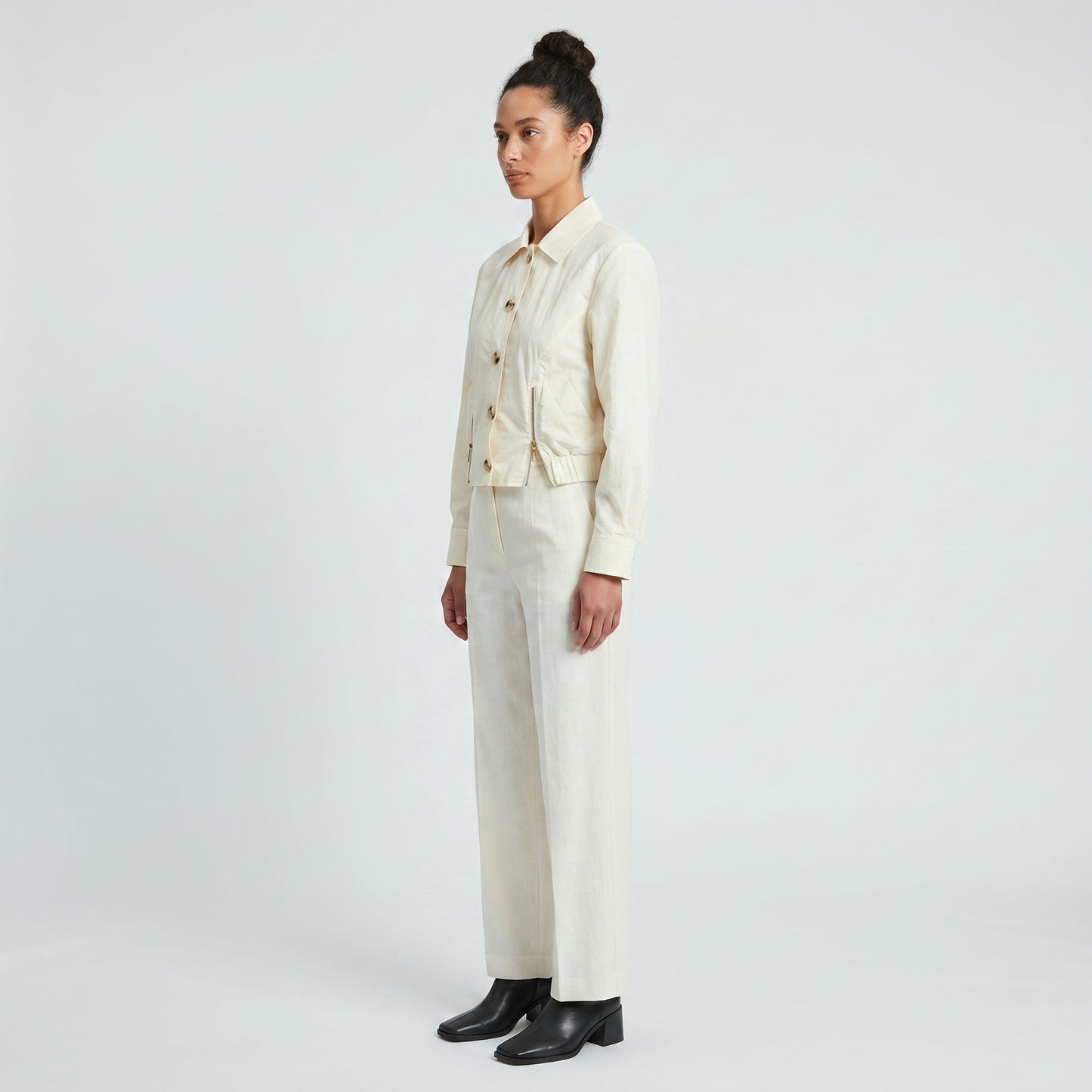 Cropped Zip Detail Utility Jacket