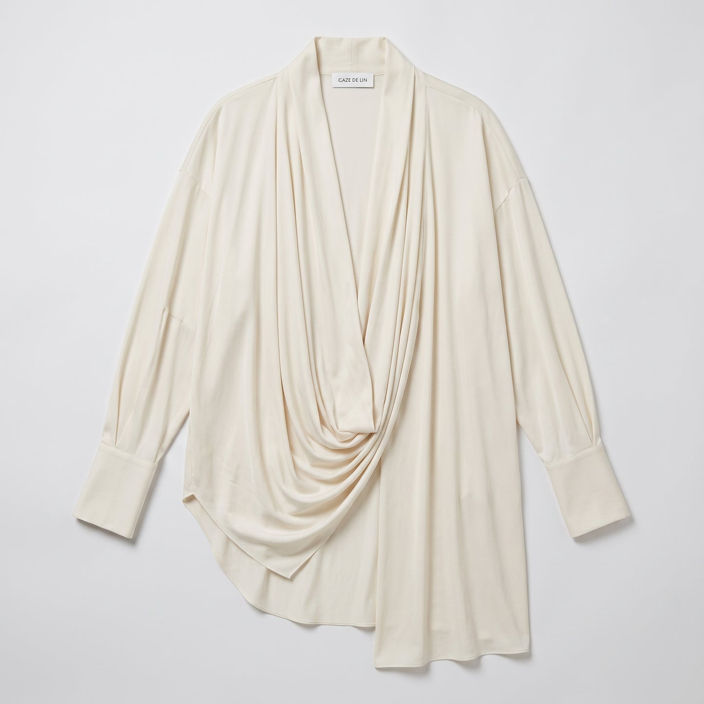 Draped Cream Silk Blouse
