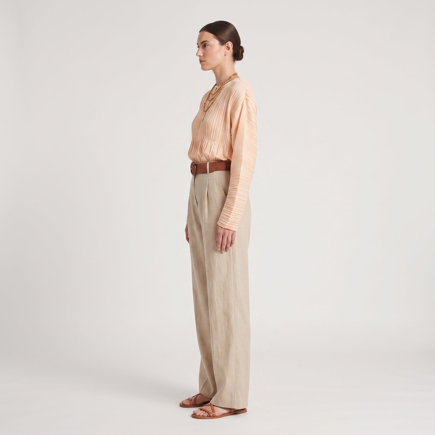 Pleated Soft Peach Blouse