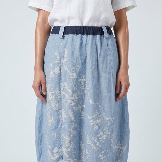 Abstract Print Balloon Midi Skirt