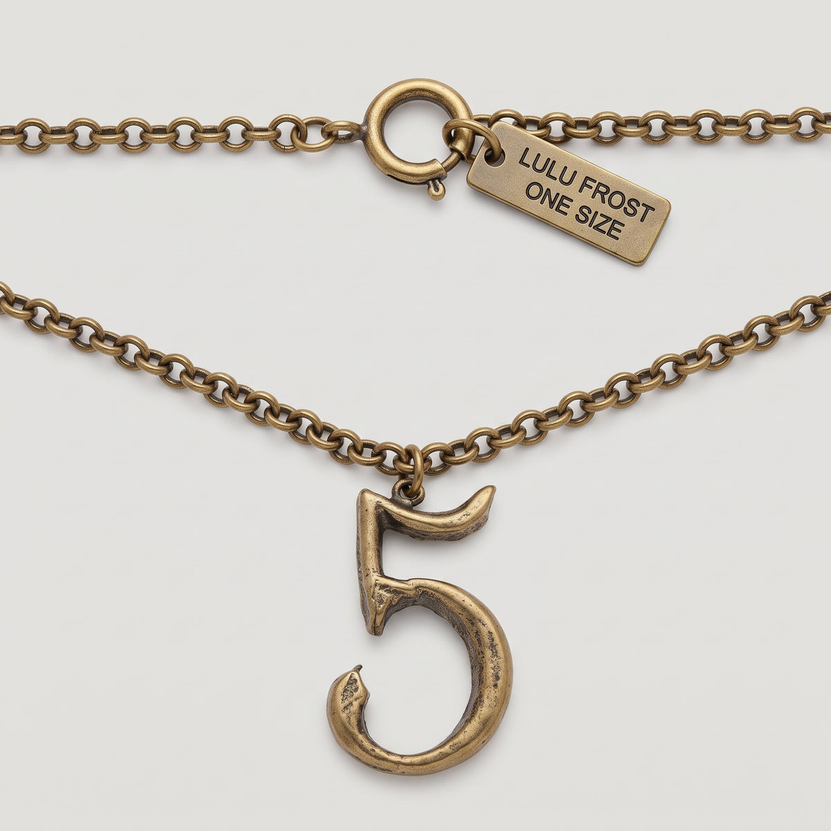 Vintage Brass Number Pendant Necklace