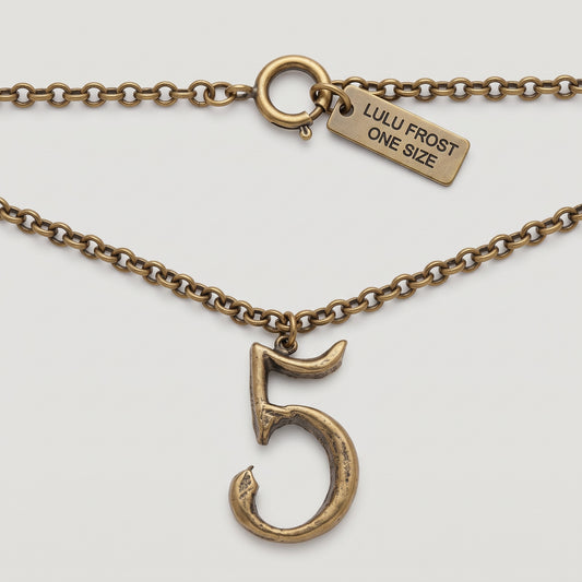 Vintage Brass Number Pendant Necklace